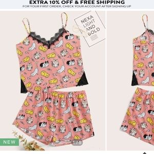 Graphic cat pj set